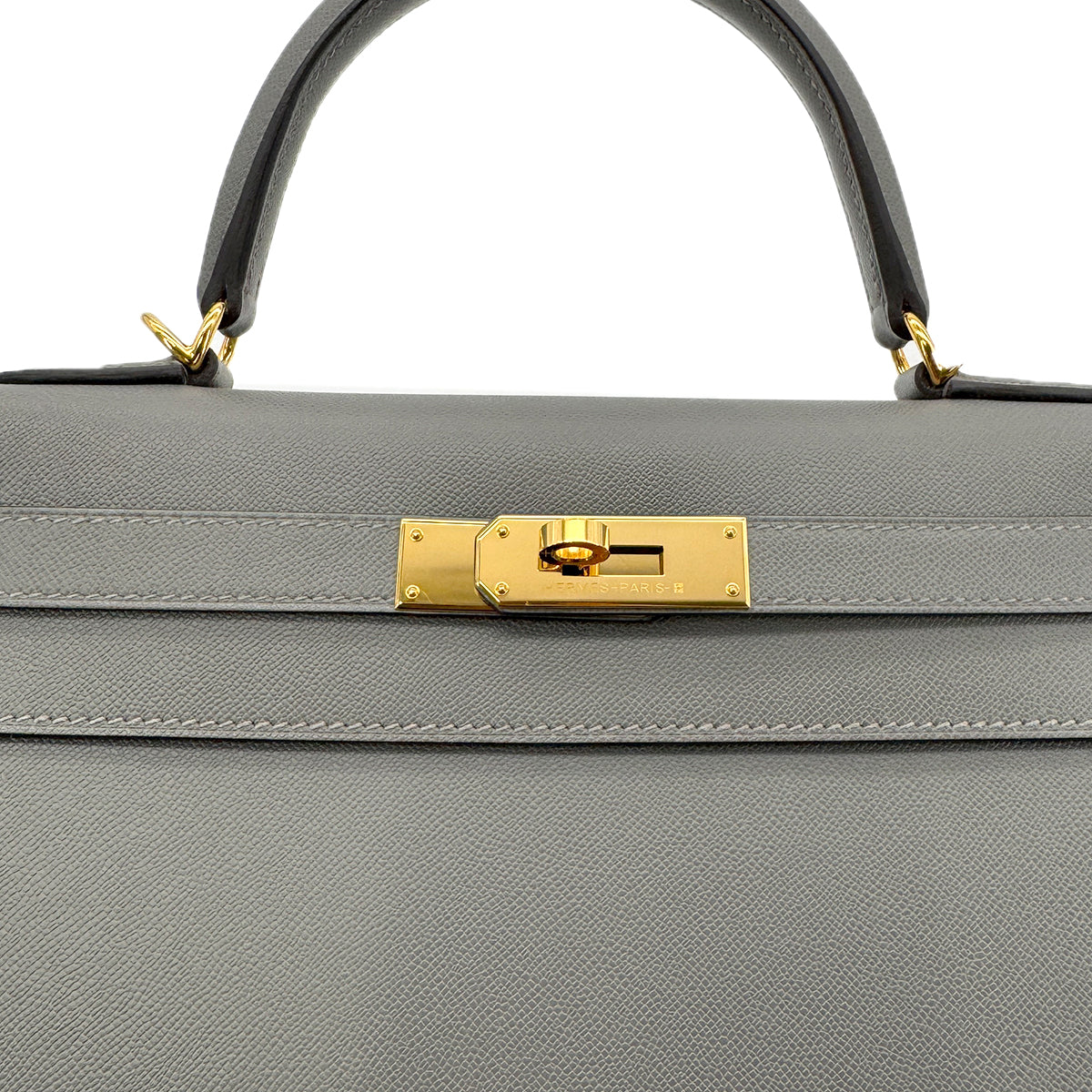 HERMES KELLY 28 SELLIER GRIS MEYER VEAU MADAME HAND SHOULDER BAG W GHW 90294137
