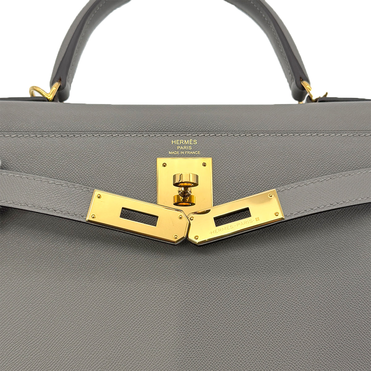 HERMES KELLY 28 SELLIER GRIS MEYER VEAU MADAME HAND SHOULDER BAG W GHW 90294137