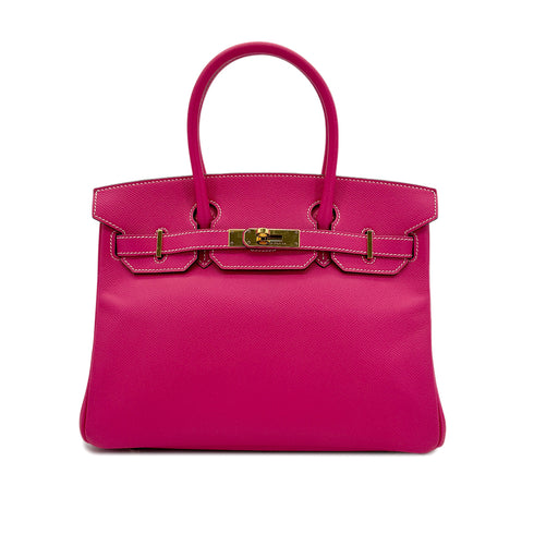 HERMES BIRKIN 30 ROSE TYRIEN VEAU EPSOM HAND BAG □Q GHW 90294138 - PURPOSE