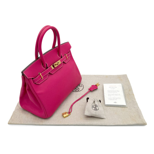 HERMES BIRKIN 30 ROSE TYRIEN VEAU EPSOM HAND BAG □Q GHW 90294138 - PURPOSE