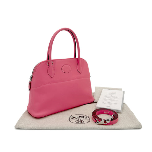 HERMES BOLIDE 27 ROSE AZALEE VEAU SWIFT HAND SHOULDER BAG D 90294140 - PURPOSE