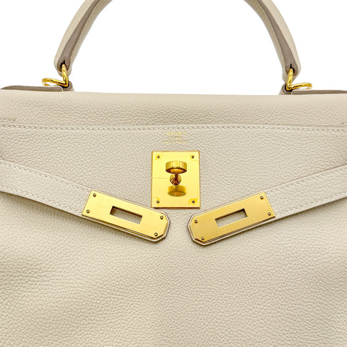 HERMES KELLY 28 RETOURNE CRAIE TAURILLON NOVILLO HAND SHOULDER BAG X GHW 90294143 - PURPOSE