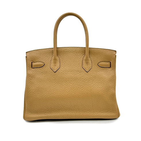 HERMES BIRKIN 30 TABAC CAMEL TAURILLON CLEMENCE HAND BAG □L GOLD HARDWARE 90294144 - PURPOSE