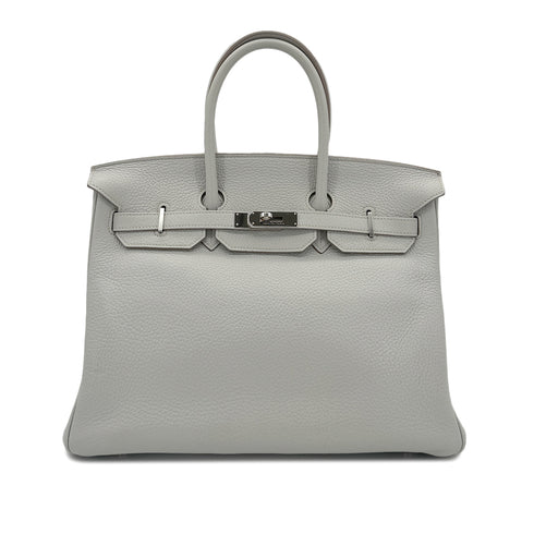 HERMES BIRKIN 35 GRIS PERLE TAURILLON CLEMENCE HAND BAG □O SHW 90294145 - PURPOSE