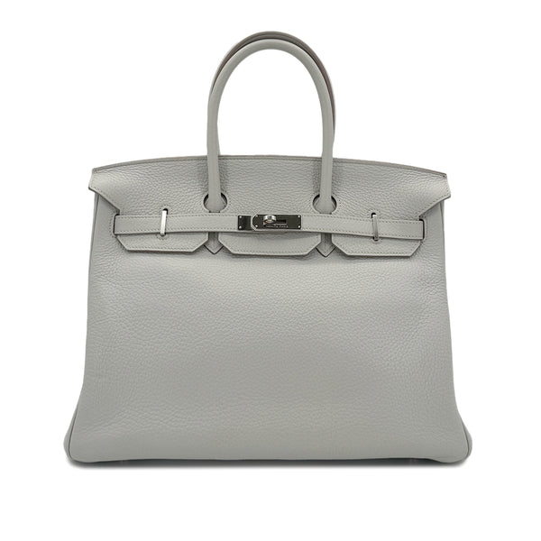 HERMES BIRKIN 35 GRIS PERLE TAURILLON CLEMENCE HAND BAG □O SHW 90294145 - PURPOSE