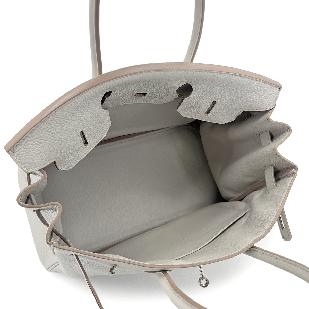 HERMES BIRKIN 35 GRIS PERLE TAURILLON CLEMENCE HAND BAG □O SHW 90294145