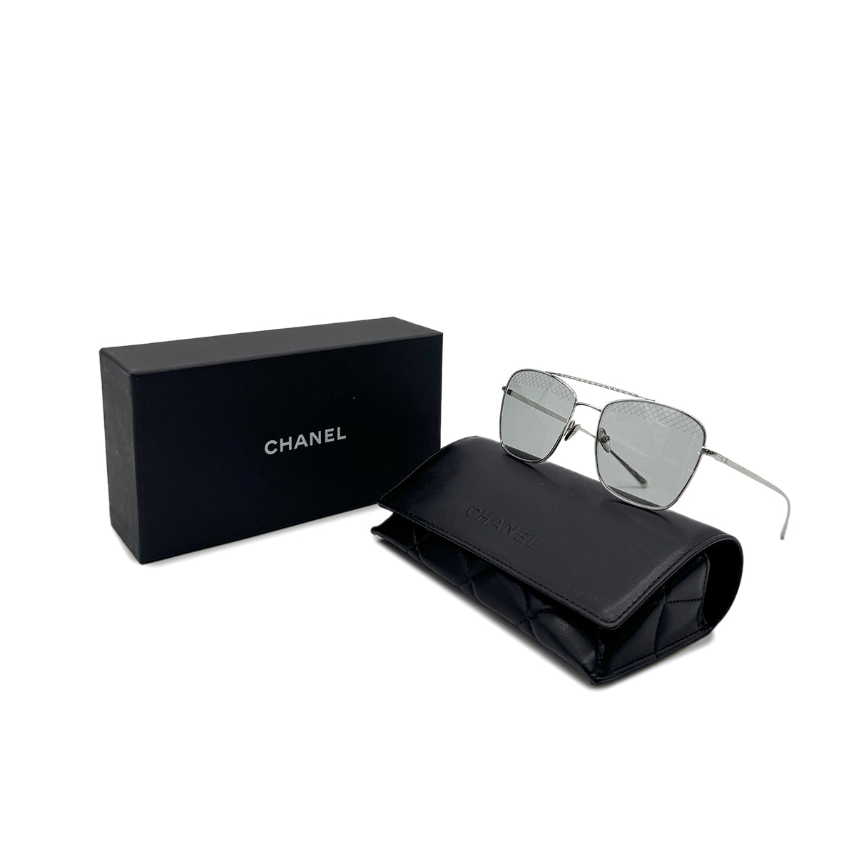 CHANEL SUNGLASSES COCOMARK GRAY SILVER EYEWEAR 90294158