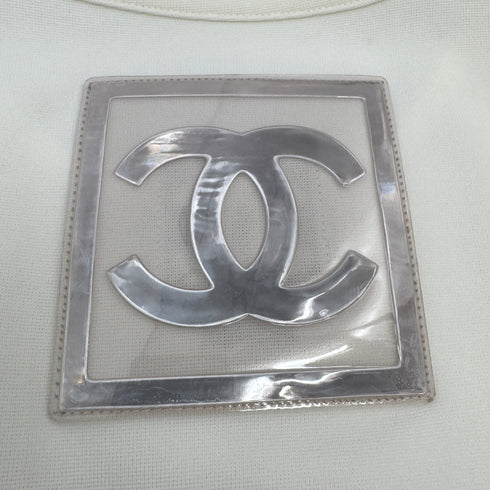 CHANEL SPORTSLINE SHORT SLEEVE TOPS WHITE GRAY POLYAMIDE 44 01P RTW 90294167 - PURPOSE