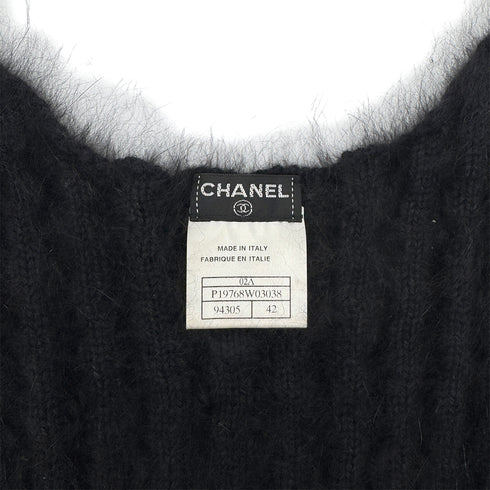 CHANEL KNIT SLEEVELESS TOPS COCOMARK BLACK ANGOLA 42 02A RTW 90294168