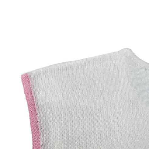 CHANEL VINTAGE SLEEVELESS TOPS COCOMARK WHITE PINK COTTON 40 00S RTW 90294169