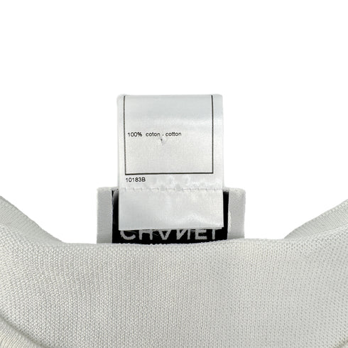 CHANEL VINTAGE SLEEVELESS TOPS COCOMARK WHITE PINK COTTON 40 00S RTW 90294169