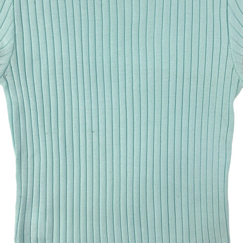 CHANEL VINTAGE SHORT SLEEVE KNIT TOPS LIGHT BLUE COTTON 40 97P RTW 90294170