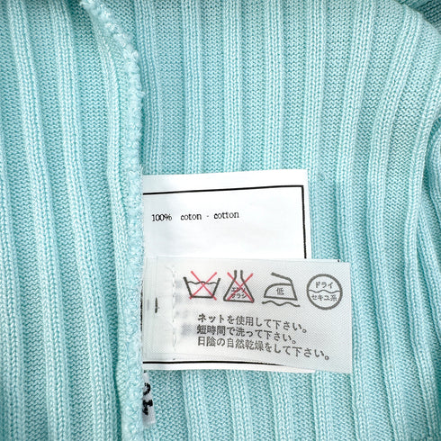 CHANEL VINTAGE SHORT SLEEVE KNIT TOPS LIGHT BLUE COTTON 40 97P RTW 90294170