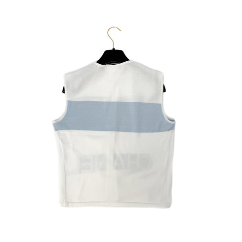 CHANEL VINTAGE SPORTSLINE SLEEVELEES TOPS WHITE BLUE COTTON 42 00S RTW 90294171 - PURPOSE