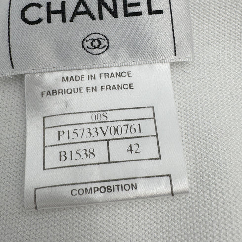 CHANEL VINTAGE SPORTSLINE SLEEVELEES TOPS WHITE BLUE COTTON 42 00S RTW 90294171 - PURPOSE