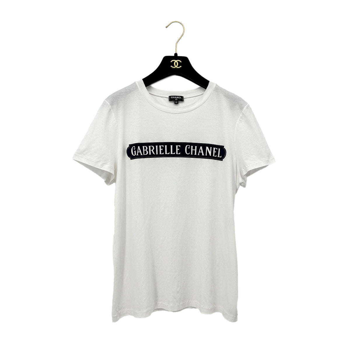 CHANEL GABRIELLE SHORT SLEEVE TOPS COCOMARK WHITE COTTON 40 P57