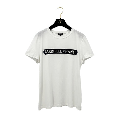 CHANEL GABRIELLE SHORT SLEEVE TOPS COCOMARK WHITE COTTON 40 P57 RTW 90294172