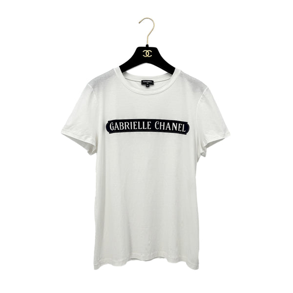 CHANEL GABRIELLE SHORT SLEEVE TOPS COCOMARK WHITE COTTON 40 P57 RTW 90294172