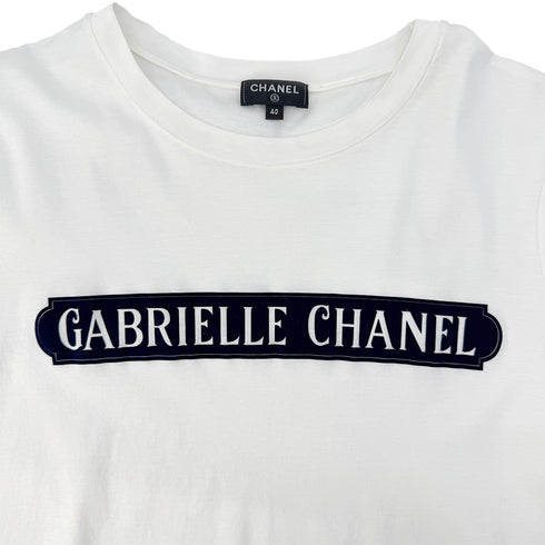 CHANEL GABRIELLE SHORT SLEEVE TOPS COCOMARK WHITE COTTON 40 P57 RTW 90294172