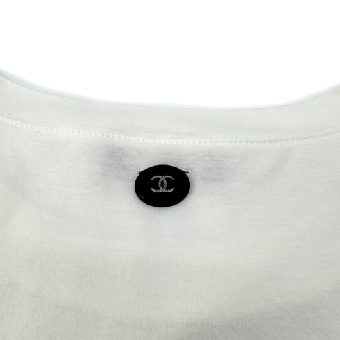CHANEL GABRIELLE SHORT SLEEVE TOPS COCOMARK WHITE COTTON 40 P57 RTW 90294172