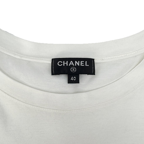 CHANEL GABRIELLE SHORT SLEEVE TOPS COCOMARK WHITE COTTON 40 P57 RTW 90294172
