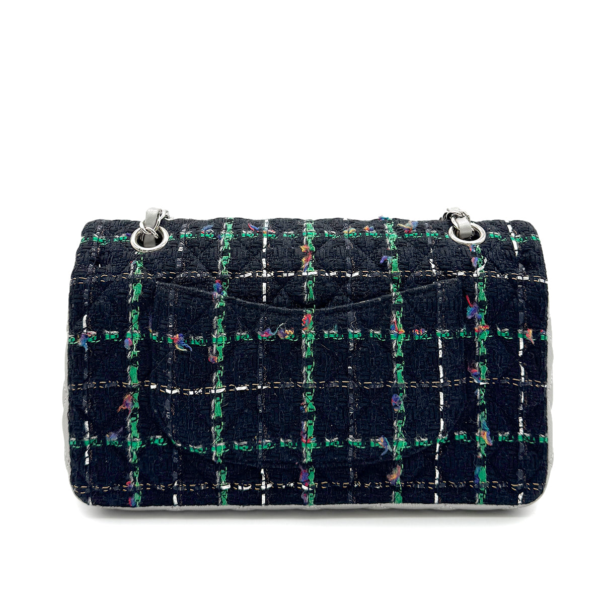 CHANEL MATELASSE CHAIN SHOULDER BAG BLACK GREEN TWEED 90294174