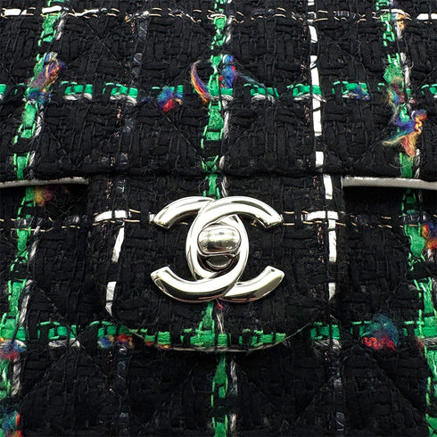 CHANEL MATELASSE CHAIN SHOULDER BAG BLACK GREEN TWEED 90294174 - PURPOSE
