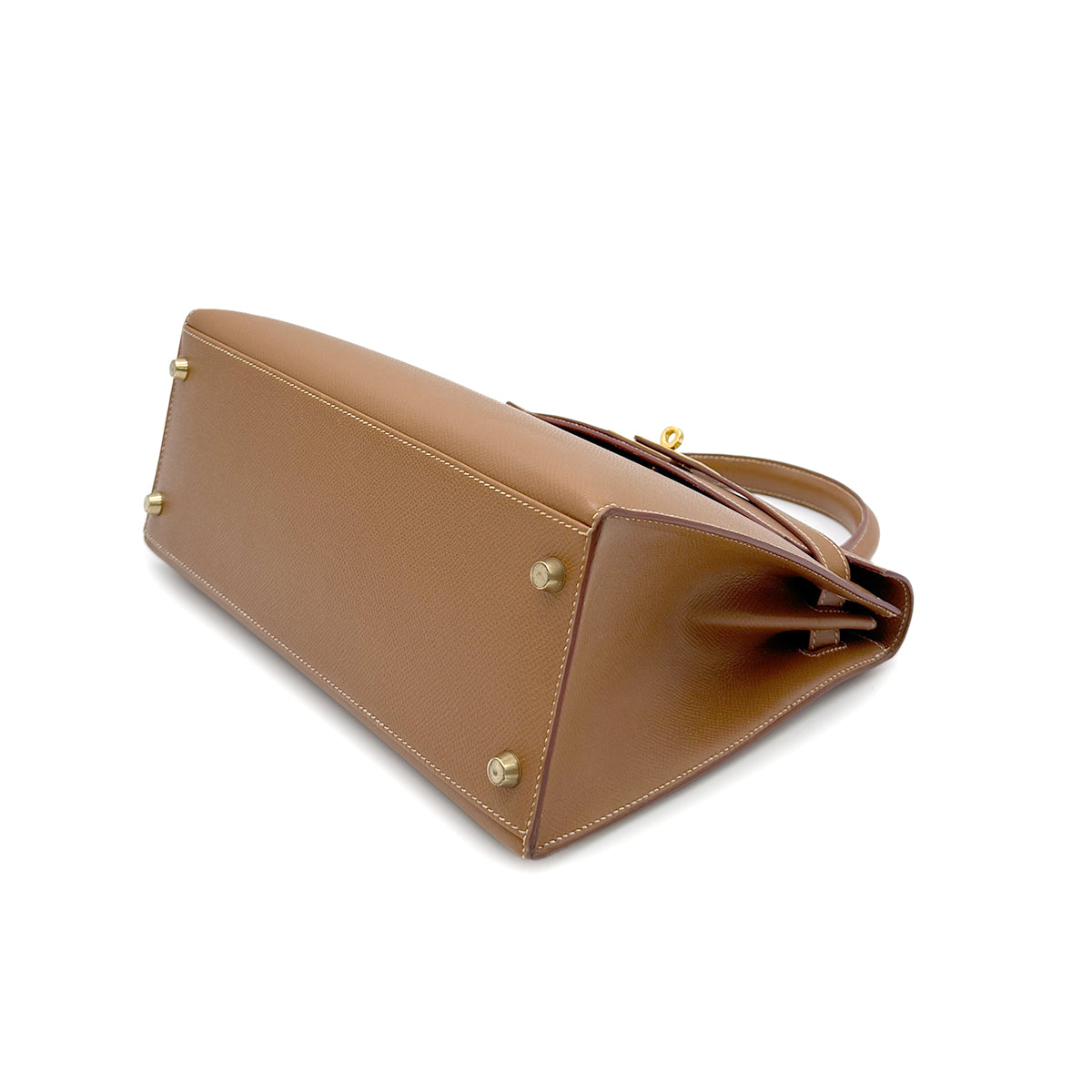 HERMES KELLY 28 SELLIER GOLD COUCHEVEL HAND SHOULDER BAG □A GHW 90294176