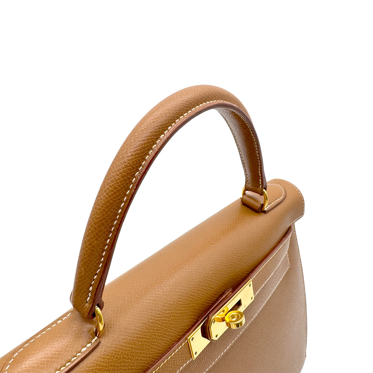 HERMES KELLY 28 SELLIER GOLD COUCHEVEL HAND SHOULDER BAG □A GHW 90294176