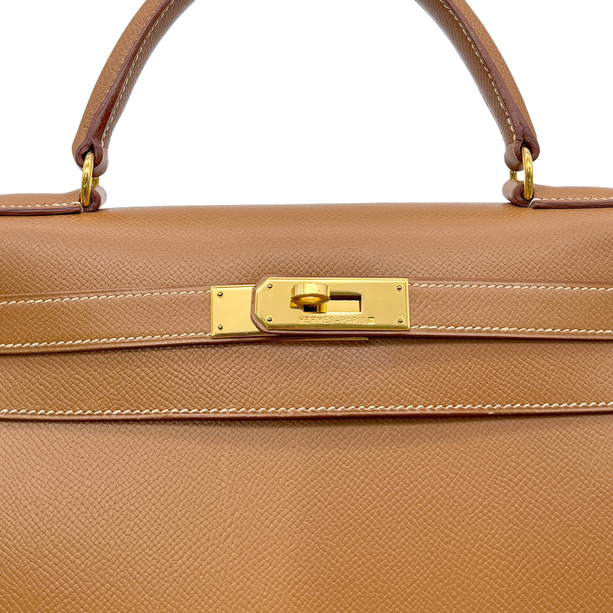 HERMES KELLY 28 SELLIER GOLD COUCHEVEL HAND SHOULDER BAG □A GHW 90294176