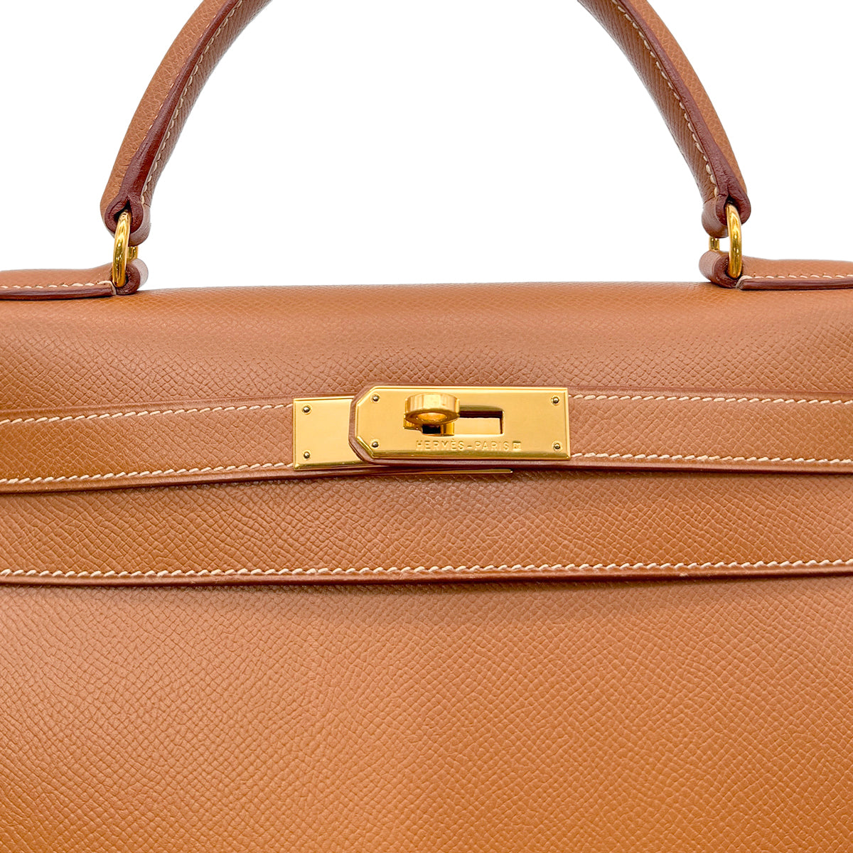 HERMES KELLY 28 SELLIER GOLD COUCHEVEL HAND SHOULDER BAG □A GHW 90294176