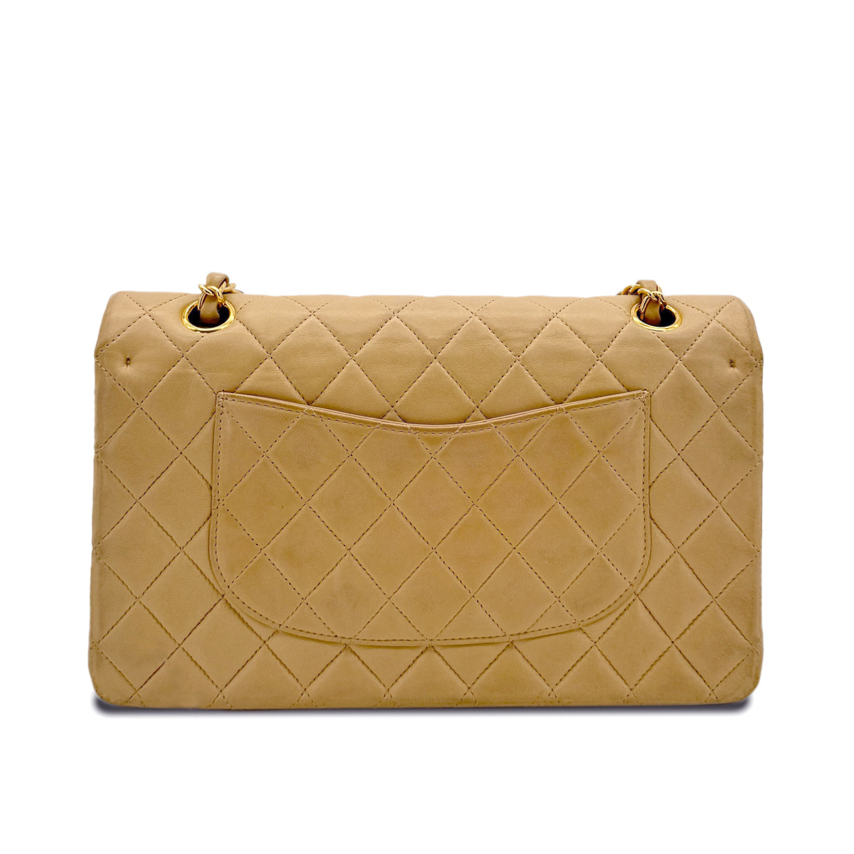 CHANEL VINTAGE CLASSIC FLAP MEDIUM CHAIN SHOULDER BAG BEIGE LAMB SKIN 90294177