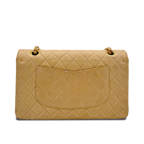 CHANEL VINTAGE CLASSIC FLAP MEDIUM CHAIN SHOULDER BAG BEIGE LAMB SKIN 90294177 - PURPOSE