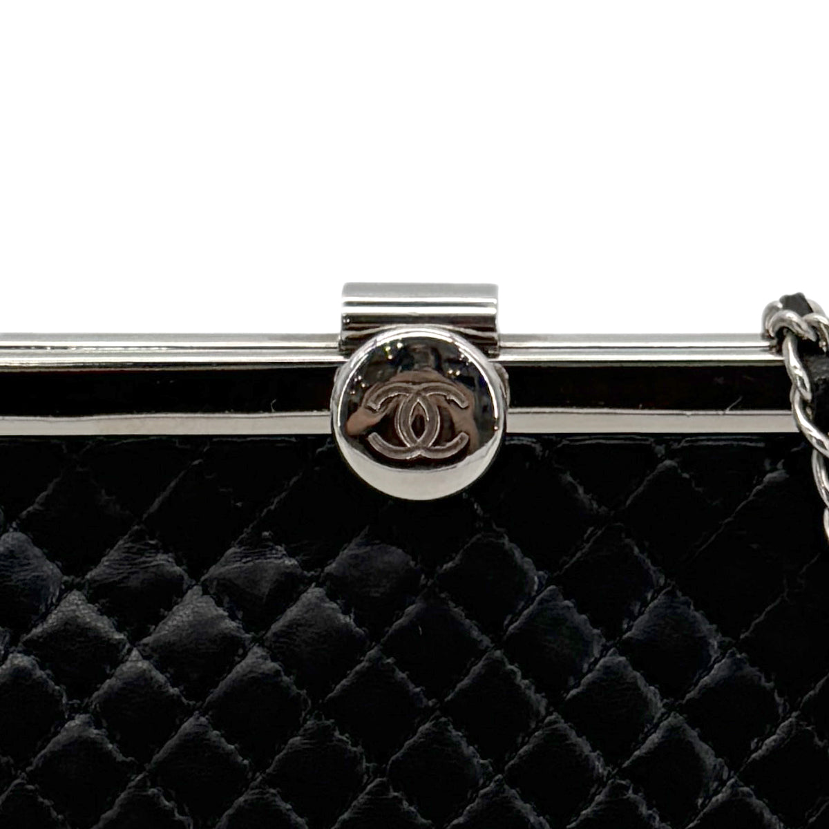 CHANEL VINTAGE MATELASSE CHAIN SHOULDER BAG BLACK LAMB SKIN 90294179
