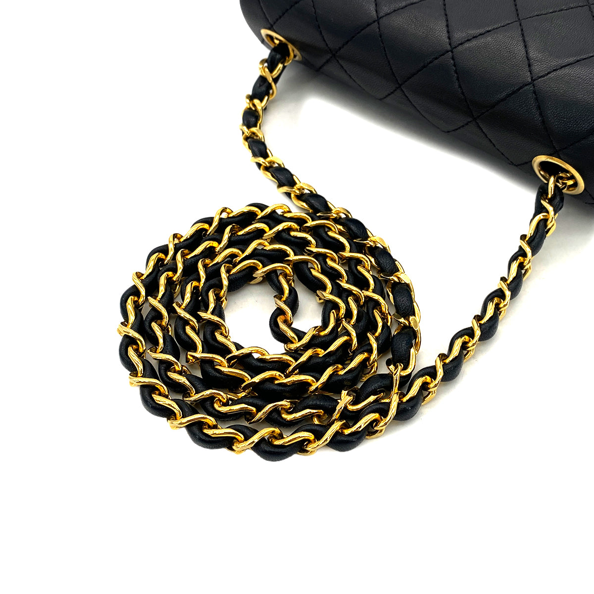 CHANEL VINTAGE MINI SQUARE 17 CHAIN SHOULDER BAG BLACK LAMB SKIN 90294180
