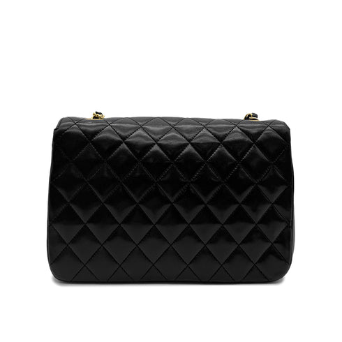 CHANEL VINTAGE MATELASSE HALF MOON CHAIN SHOULDER BAG BLACK LAMB SKIN 90294181 - PURPOSE