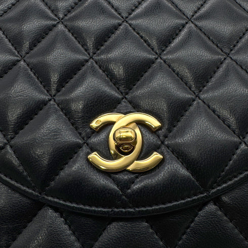 CHANEL VINTAGE MATELASSE HALF MOON CHAIN SHOULDER BAG BLACK LAMB SKIN 90294181 - PURPOSE