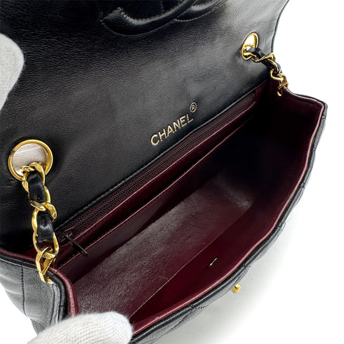 CHANEL VINTAGE MATELASSE HALF MOON CHAIN SHOULDER BAG BLACK LAMB SKIN 90294181 - PURPOSE