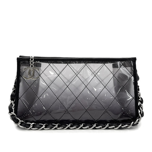 CHANEL VINTAGE COCOMARK CHAIN SHOULDER BAG CLEAR BLACK VINYL LEATHER 90294182 - PURPOSE