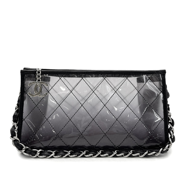 CHANEL VINTAGE COCOMARK CHAIN SHOULDER BAG CLEAR BLACK VINYL LEATHER 90294182 - PURPOSE