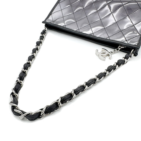 CHANEL VINTAGE COCOMARK CHAIN SHOULDER BAG CLEAR BLACK VINYL LEATHER 90294182 - PURPOSE