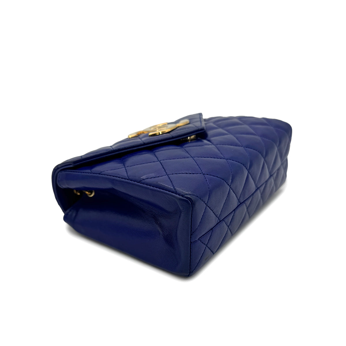 CHANEL VINTAGE MINI MATELASSE BIG COCO CHAIN SHOULDER BAG BLUE LAMB SKIN 90294183