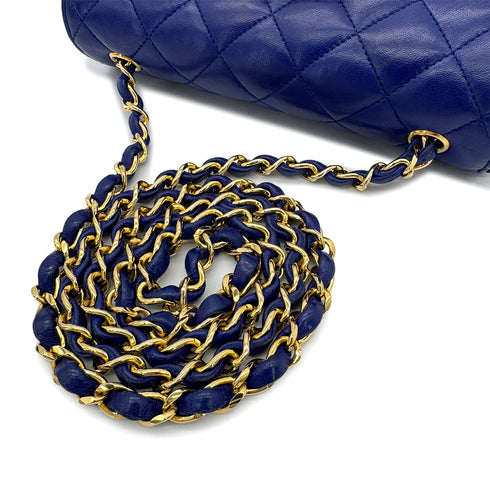 CHANEL VINTAGE MINI MATELASSE BIG COCO CHAIN SHOULDER BAG BLUE LAMB SKIN 90294183 - PURPOSE