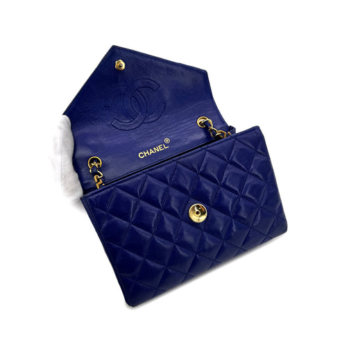 CHANEL VINTAGE MINI MATELASSE BIG COCO CHAIN SHOULDER BAG BLUE LAMB SKIN 90294183 - PURPOSE