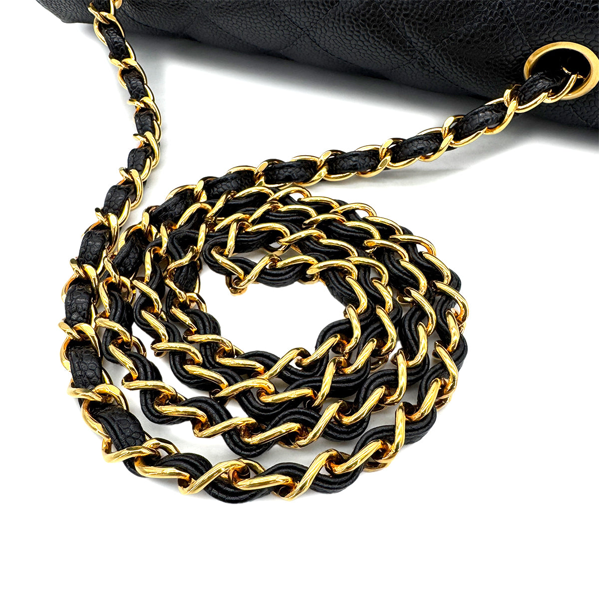CHANEL VINTAGE DIANA MEDIUM CHAIN SHOULDER BAG BLACK CAVIAR SKIN 90294184