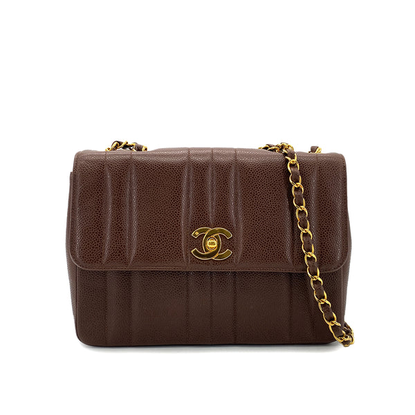 CHANEL VINTAGE MADEMOISELLE CHAIN SHOULDER BAG BROWN CAVIAR SKIN 90294185 - PURPOSE