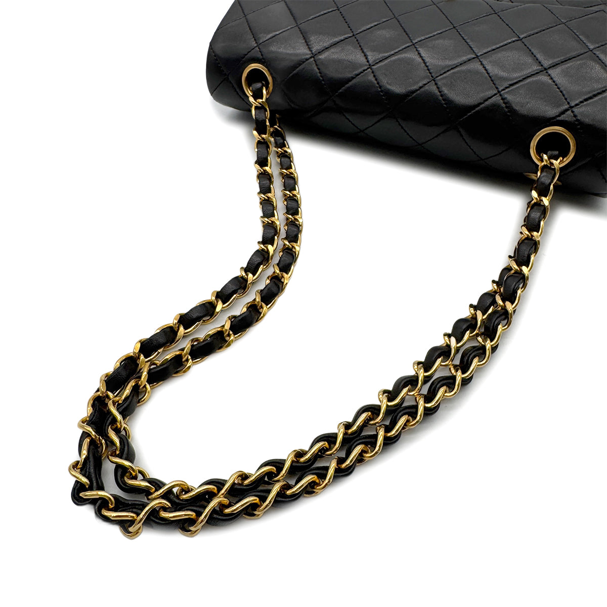 CHANEL VINTAGE CLASSIC FLAP SMALL CHAIN SHOULDER BAG BLACK LAMB SKIN 90294186
