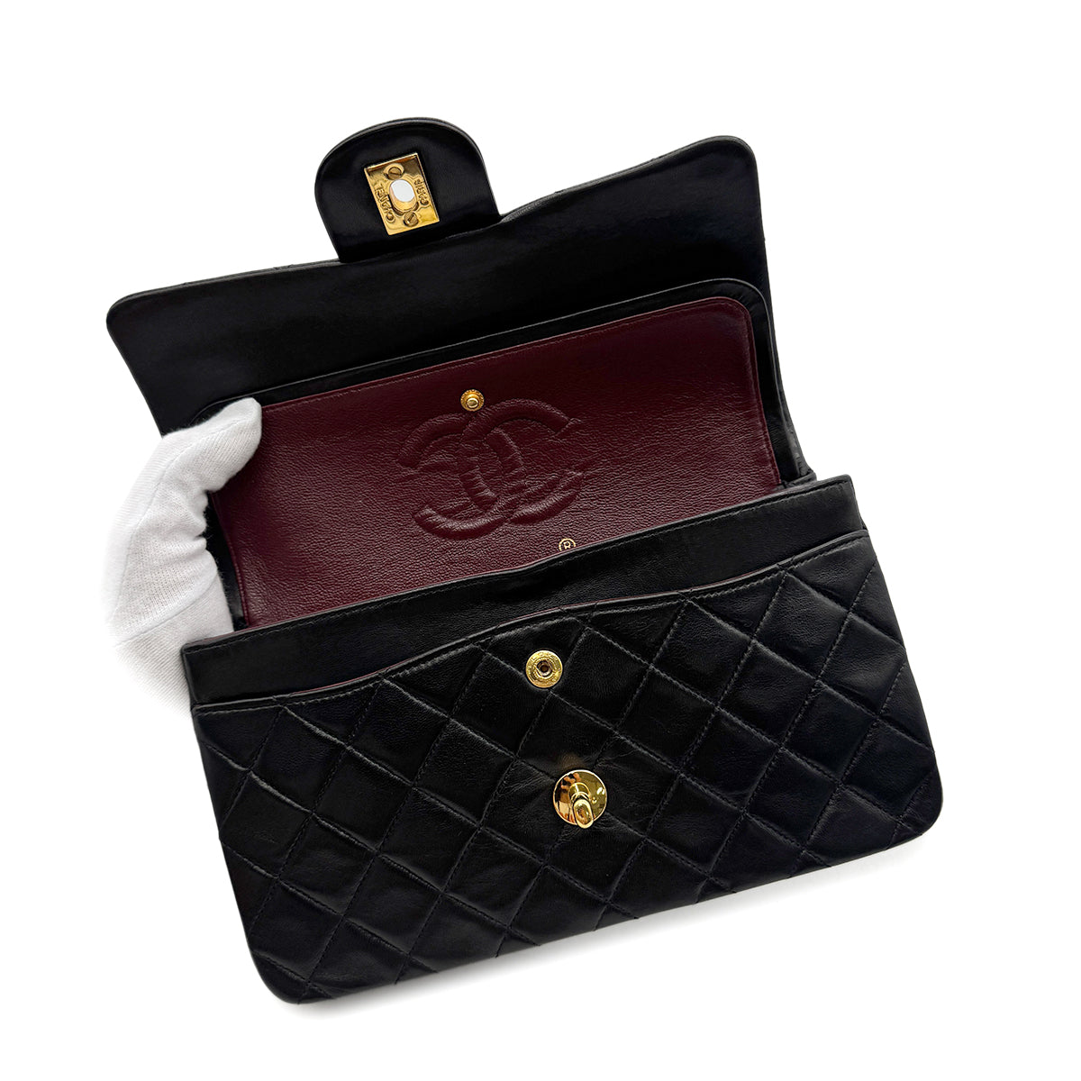 CHANEL VINTAGE CLASSIC FLAP SMALL CHAIN SHOULDER BAG BLACK LAMB SKIN 90294186