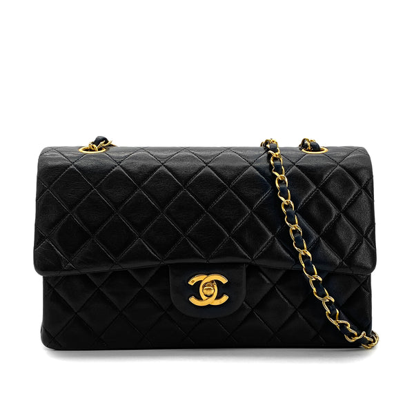 CHANEL VINTAGE CLASSIC FLAP MEDIUM CHAIN SHOULDER BAG BLACK LAMB SKIN 90294191 - PURPOSE