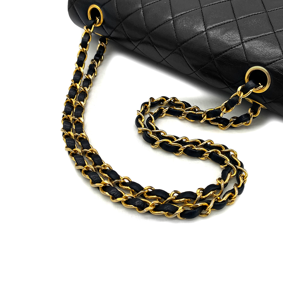 CHANEL VINTAGE CLASSIC FLAP MEDIUM CHAIN SHOULDER BAG BLACK LAMB SKIN 90294191